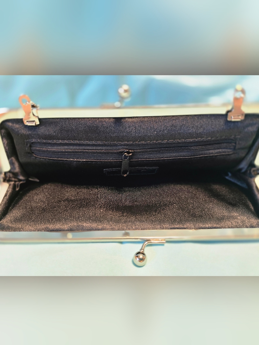 ALDO Black Sequin Clutch with Silver Chain - Picture 5 of 5